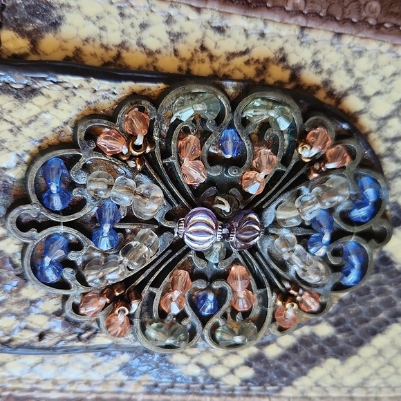 Sharif Wallet Tooled Snakeskin Jeweled Accents - Picture 2 of 16
